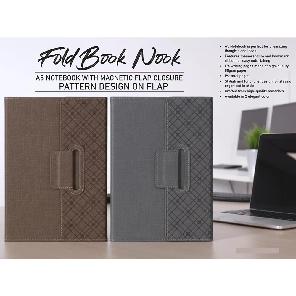 FoldBook Nook A5 Notebook - Grey Buy FoldBook Nook A5 Notebook - Grey in bulk for Corporate Gifting | Corporate Gyft
