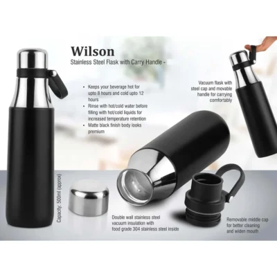 Buy Wilson Stainless Steel Flask With Carry Handle in bulk for Corporate Gifting | Corporate Gyft