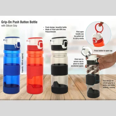 Buy Grip-On Push Button Water Bottle in bulk for Corporate Gifting | Corporate Gyft