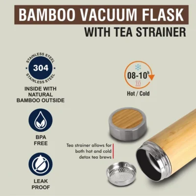 Buy Bamboo Vacuum Insulated Flask in bulk for Corporate Gifting | Corporate Gyft