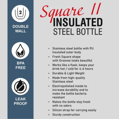 Buy Square Insulated Bottle in bulk for Corporate Gifting | Corporate Gyft