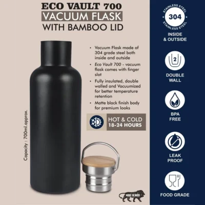 Buy Vacuum Flask With Bamboo Lid in bulk for Corporate Gifting | Corporate Gyft