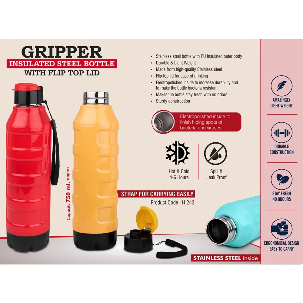 Gripper Flip Top Steel Bottle Buy Gripper Flip Top Steel Bottle in bulk for Corporate Gifting | Corporate Gyft