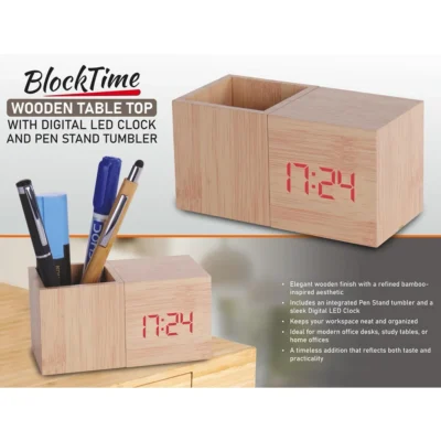 Buy BlockTime Wooden Clock Organizer in bulk for Corporate Gifting | Corporate Gyft