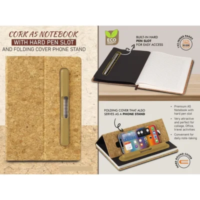 Buy Cork Phone Holder Notebook in bulk for Corporate Gifting | Corporate Gyft
