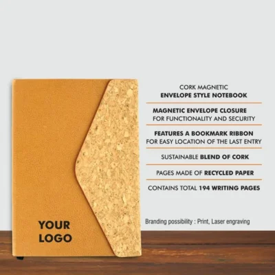 Buy Eco Cork Notebook with Magnetic Flap in bulk for Corporate Gifting | Corporate Gyft