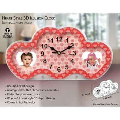 Buy Heart Style 3D Photo Frame Clock in bulk for Corporate Gifting | Corporate Gyft