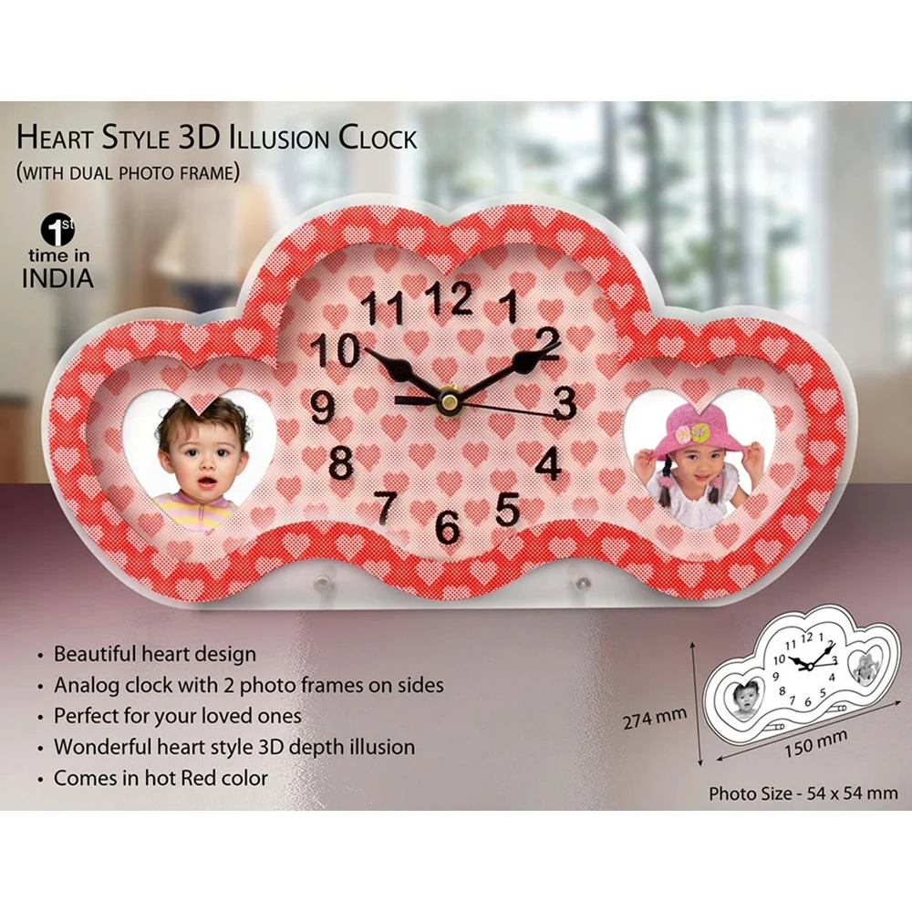 Heart Style 3D Photo Frame Clock Buy Heart Style 3D Photo Frame Clock in bulk for Corporate Gifting | Corporate Gyft