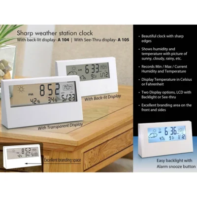 Buy Sharp Weather Display Clock in bulk for Corporate Gifting | Corporate Gyft