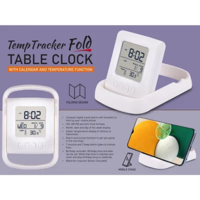Buy TempTracker Fold Folding Desk Clock in bulk for Corporate Gifting | Corporate Gyft