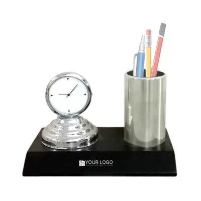 Buy Desk Pen Stand with Clock in bulk for Corporate Gifting | Corporate Gyft