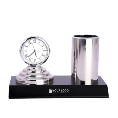 Buy Desk Pen Stand with Clock in bulk for Corporate Gifting | Corporate Gyft