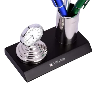 Buy Desk Pen Stand with Clock in bulk for Corporate Gifting | Corporate Gyft