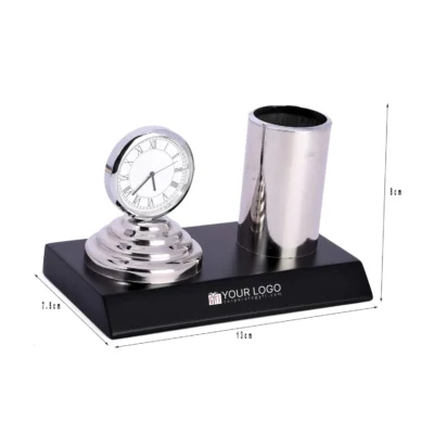 Buy Desk Pen Stand with Clock in bulk for Corporate Gifting | Corporate Gyft
