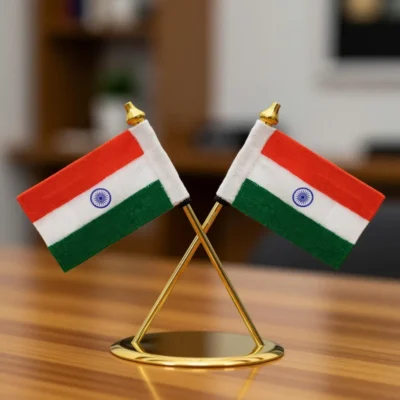 Buy Dual Flag Desk Stand in bulk for Corporate Gifting | Corporate Gyft