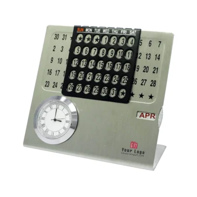 Buy Classic Desk Calendar with Clock in bulk for Corporate Gifting | Corporate Gyft