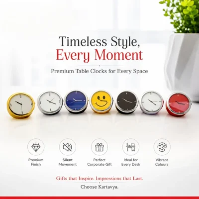 Buy Metal Smilely Table Clock in bulk for Corporate Gifting | Corporate Gyft
