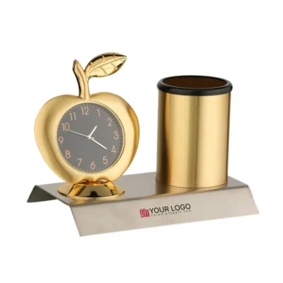 Buy Apple Shape Clock Desk Organizer in bulk for Corporate Gifting | Corporate Gyft