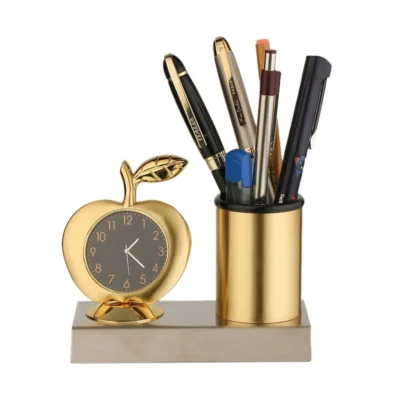 Buy Apple Shape Clock Desk Organizer in bulk for Corporate Gifting | Corporate Gyft