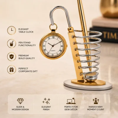 Buy Quartz Table Clock with Pen Stand in bulk for Corporate Gifting | Corporate Gyft