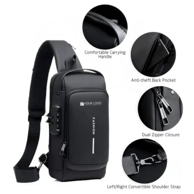 Buy Anti Theft Crossbody Sling Bag - Black in bulk for Corporate Gifting | Corporate Gyft