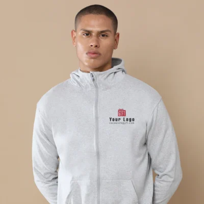 Buy 2-in-1 Zipper Fleece Sweatshirt - Heather Grey in bulk for Corporate Gifting | Corporate Gyft