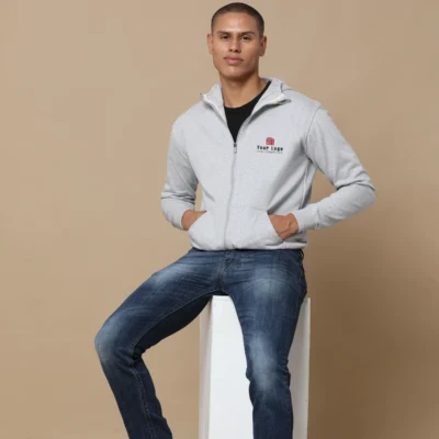 Buy 2-in-1 Zipper Fleece Sweatshirt - Heather Grey in bulk for Corporate Gifting | Corporate Gyft