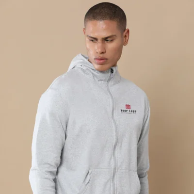 Buy 2-in-1 Zipper Fleece Sweatshirt - Heather Grey in bulk for Corporate Gifting | Corporate Gyft