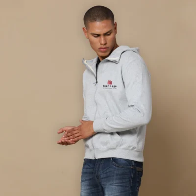 Buy 2-in-1 Zipper Fleece Sweatshirt - Heather Grey in bulk for Corporate Gifting | Corporate Gyft