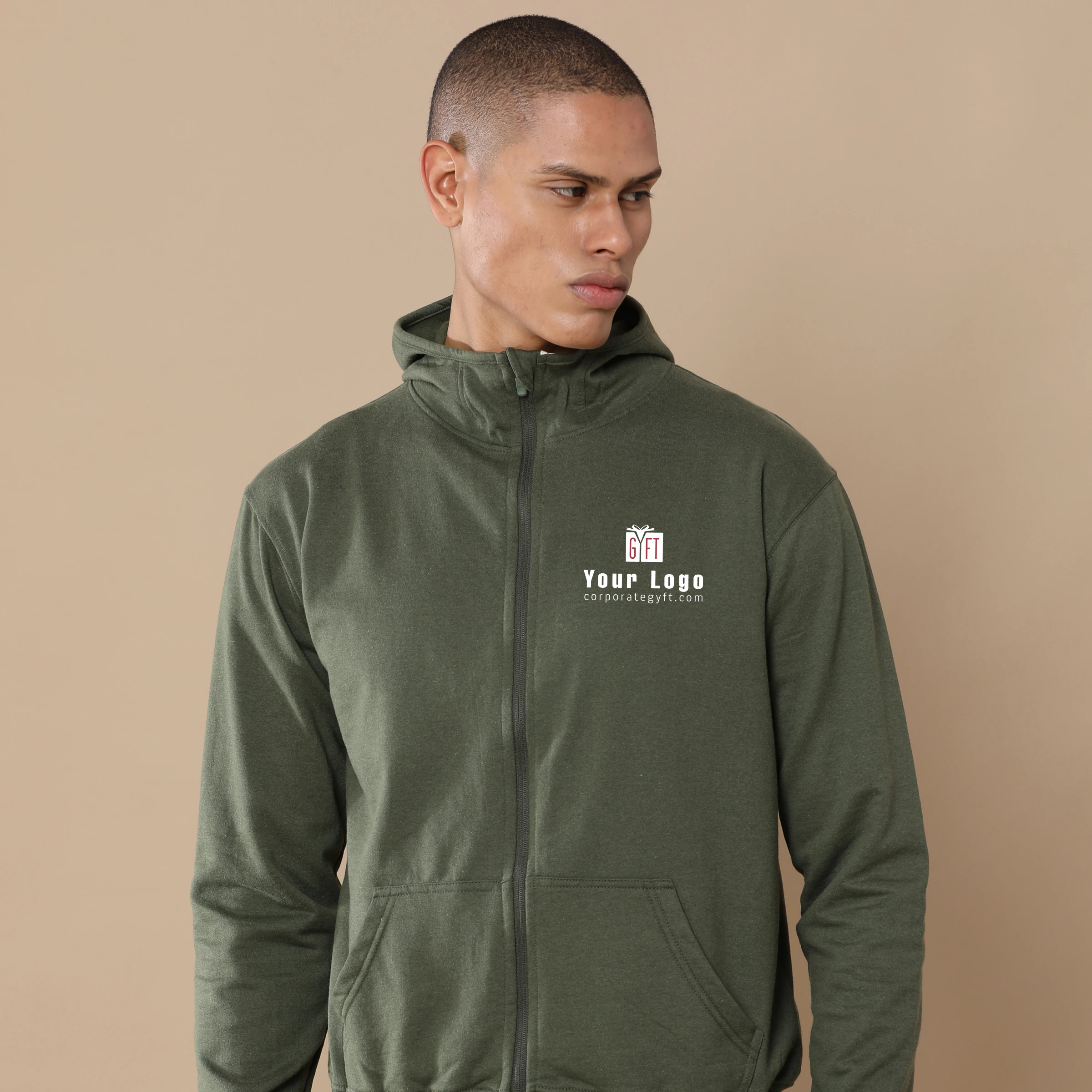 2-in-1 Zipper Fleece Sweatshirt - Olive Green Buy 2-in-1 Zipper Fleece Sweatshirt - Olive Green in bulk for Corporate Gifting | Corporate Gyft