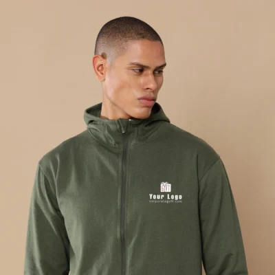 Buy 2-in-1 Zipper Fleece Sweatshirt - Olive Green in bulk for Corporate Gifting | Corporate Gyft