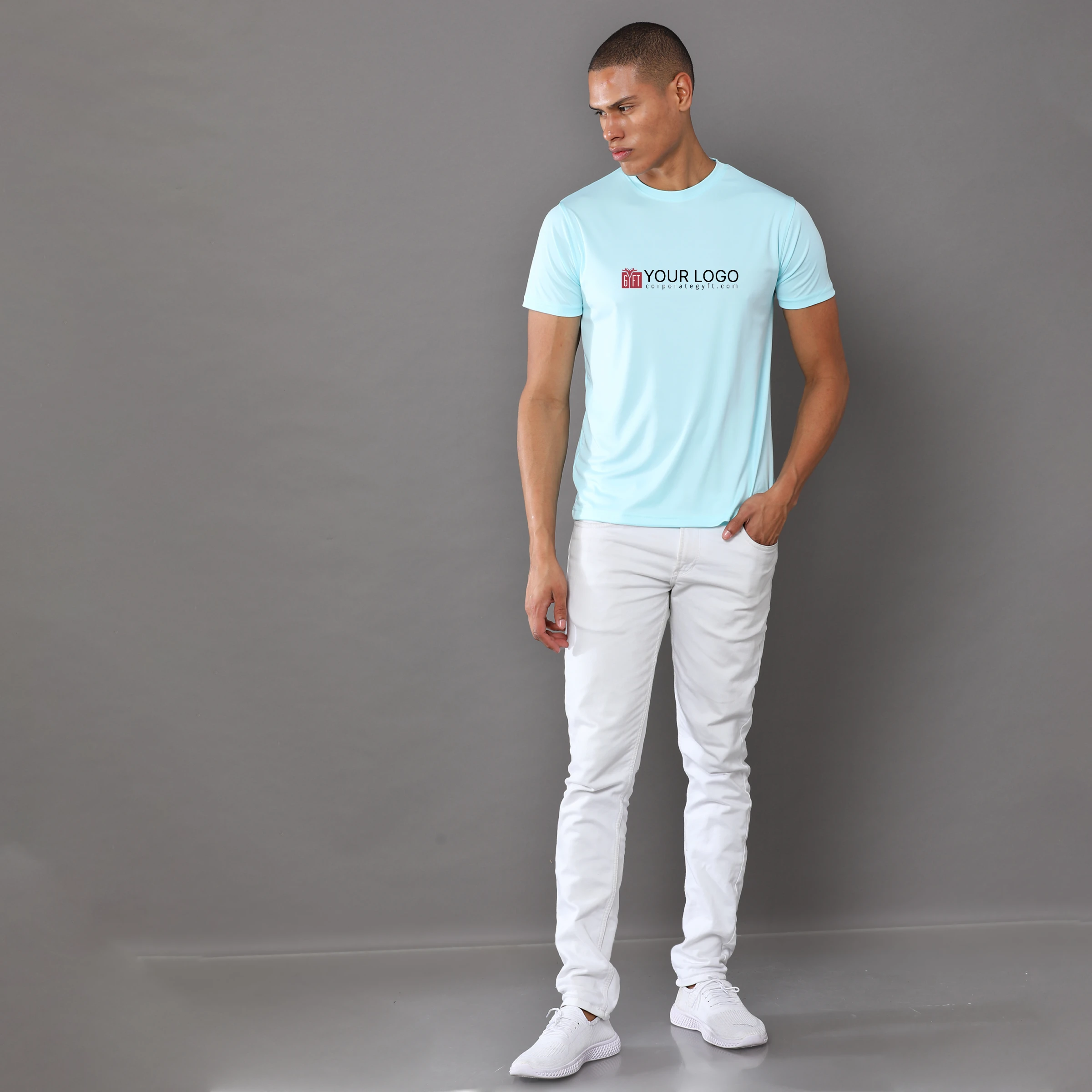 Mobilitee Workday Crew Neck - Mint Blue Buy Mobilitee Workday Crew Neck - Mint Blue in bulk for Corporate Gifting | Corporate Gyft