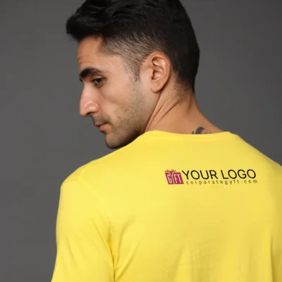 Buy Pima Bio Finish Crew Necks - Yellow in bulk for Corporate Gifting | Corporate Gyft