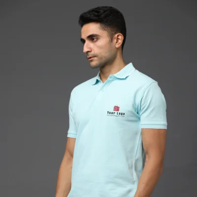 Buy Pima Signature Polo T-Shirt – Mint Blue in bulk for Corporate Gifting | Corporate Gyft