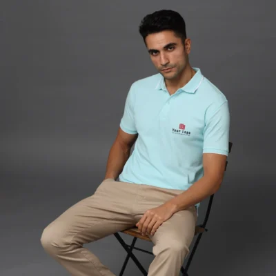 Buy Pima Signature Polo T-Shirt – Mint Blue in bulk for Corporate Gifting | Corporate Gyft