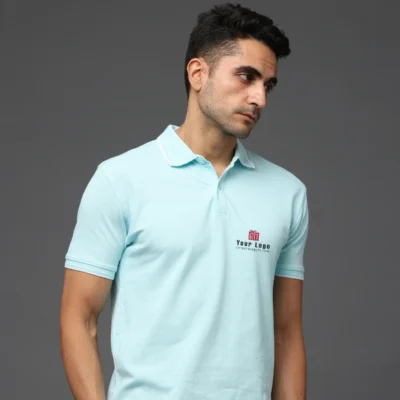 Buy Pima Signature Polo T-Shirt – Mint Blue in bulk for Corporate Gifting | Corporate Gyft
