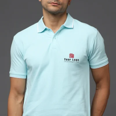 Buy Pima Signature Polo T-Shirt – Mint Blue in bulk for Corporate Gifting | Corporate Gyft