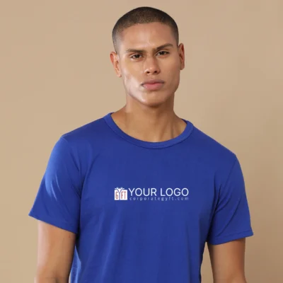Buy Sustainable 3D Crew Neck Tee - Heather Blue in bulk for Corporate Gifting | Corporate Gyft