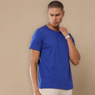Buy Sustainable 3D Crew Neck Tee - Heather Blue in bulk for Corporate Gifting | Corporate Gyft
