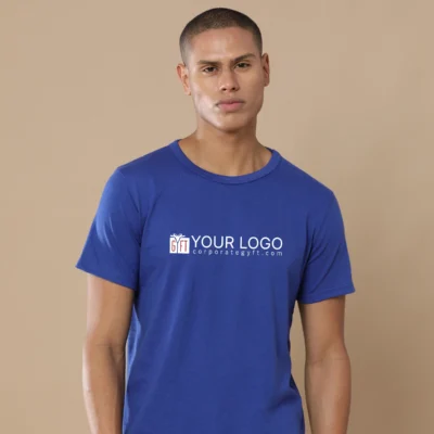 Buy Sustainable 3D Crew Neck Tee - Heather Blue in bulk for Corporate Gifting | Corporate Gyft