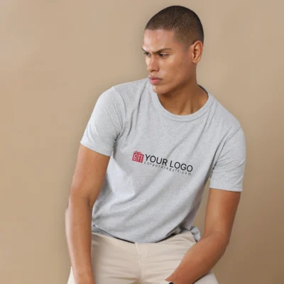 Buy Sustainable 3D Crew Neck Tee - Heather Grey in bulk for Corporate Gifting | Corporate Gyft