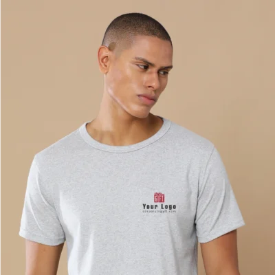 Buy Sustainable 3D Crew Neck Tee - Heather Grey in bulk for Corporate Gifting | Corporate Gyft