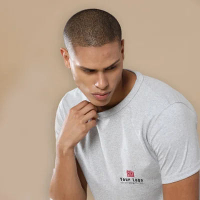 Buy Sustainable 3D Crew Neck Tee - Heather Grey in bulk for Corporate Gifting | Corporate Gyft