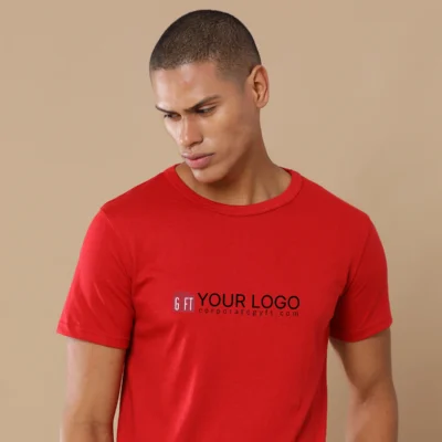 Buy Sustainable 3D Crew Neck Tee - Heather Red in bulk for Corporate Gifting | Corporate Gyft