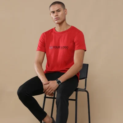 Buy Sustainable 3D Crew Neck Tee - Heather Red in bulk for Corporate Gifting | Corporate Gyft