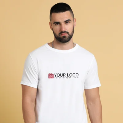 Buy Sustainable 3D Crew Neck Tee - White in bulk for Corporate Gifting | Corporate Gyft