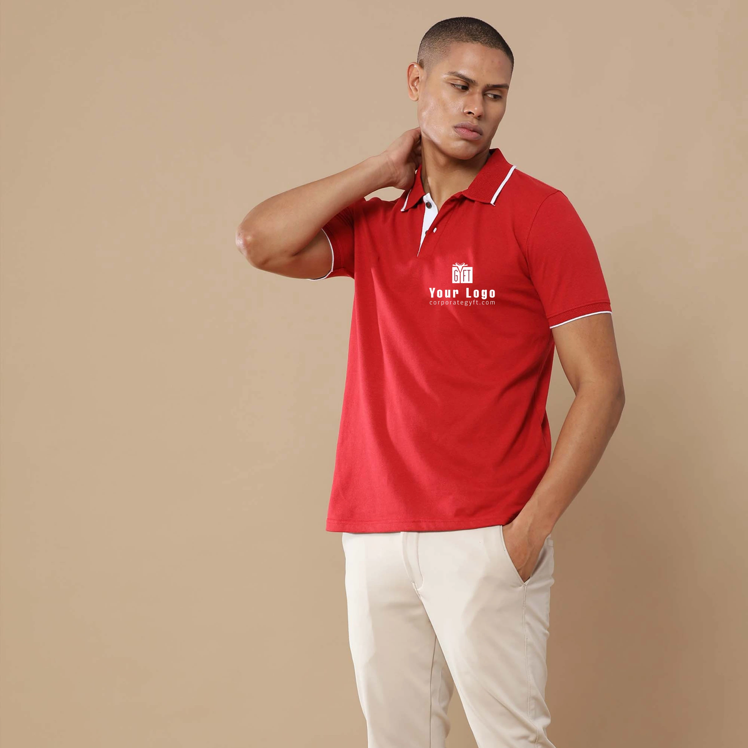 Executive Polo T-Shirt - Heather Red Buy Executive Polo T-Shirt - Heather Red in bulk for Corporate Gifting | Corporate Gyft