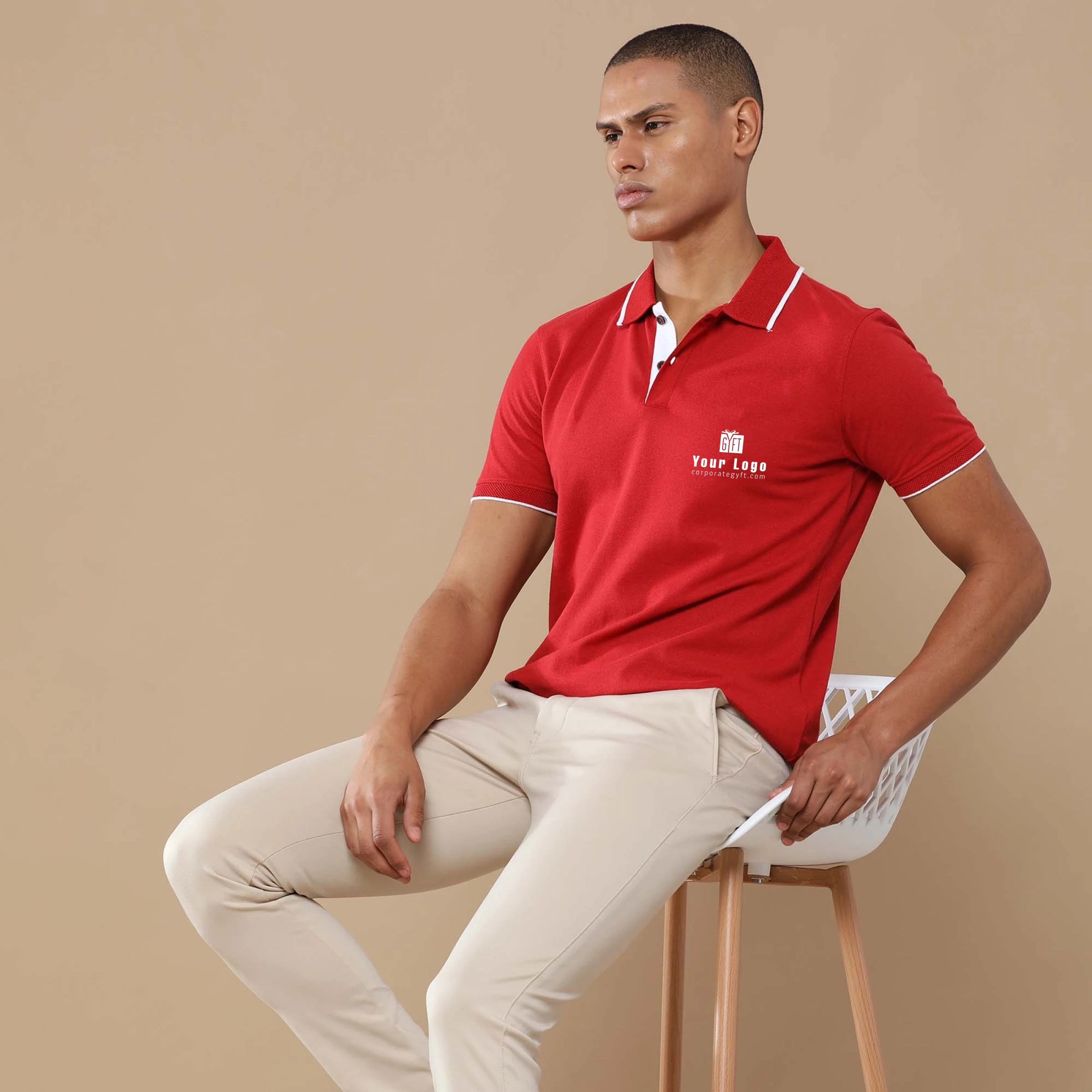 Executive Polo T-Shirt - Heather Red Buy Executive Polo T-Shirt - Heather Red in bulk for Corporate Gifting | Corporate Gyft