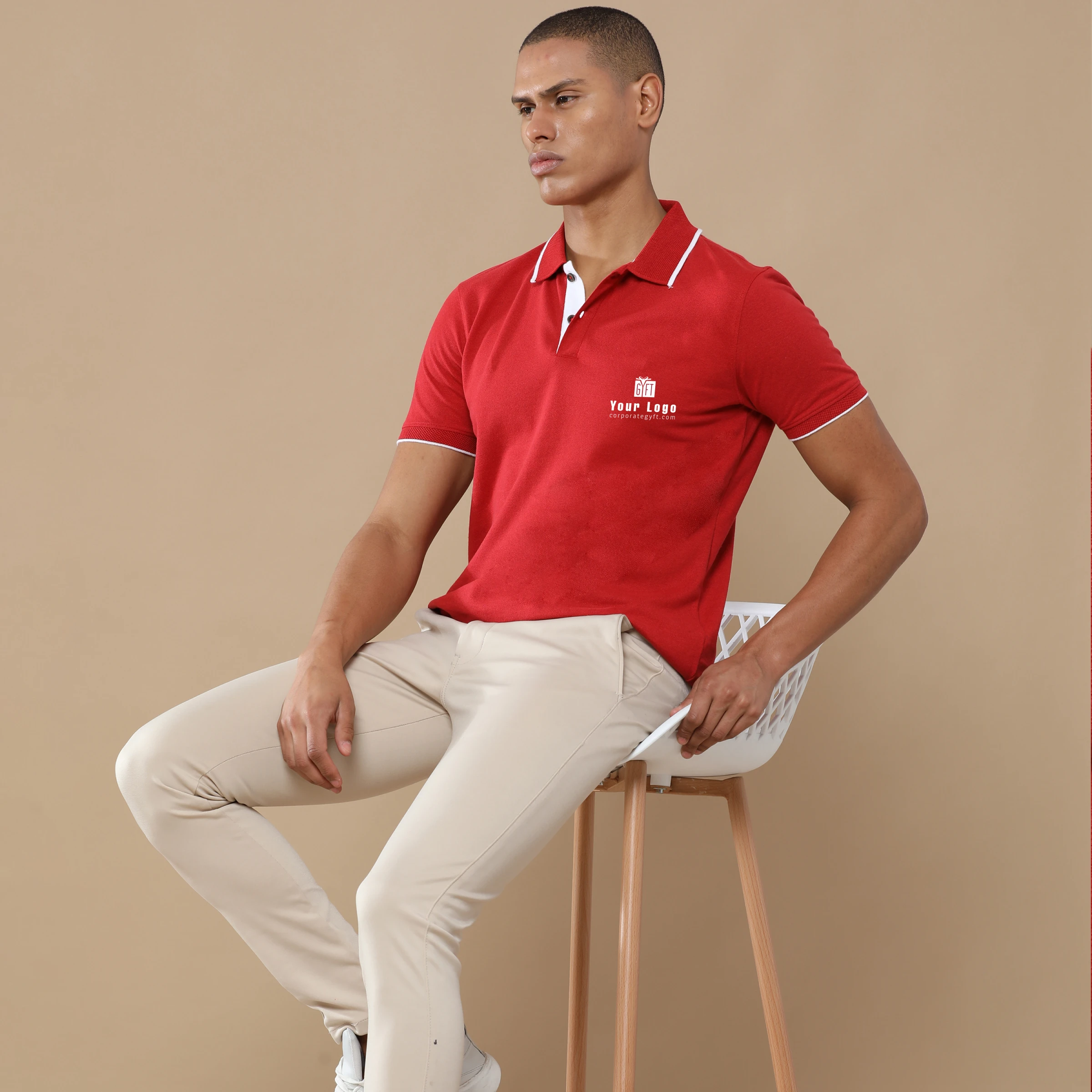Executive Polo T-Shirt - Heather Red Buy Executive Polo T-Shirt - Heather Red in bulk for Corporate Gifting | Corporate Gyft