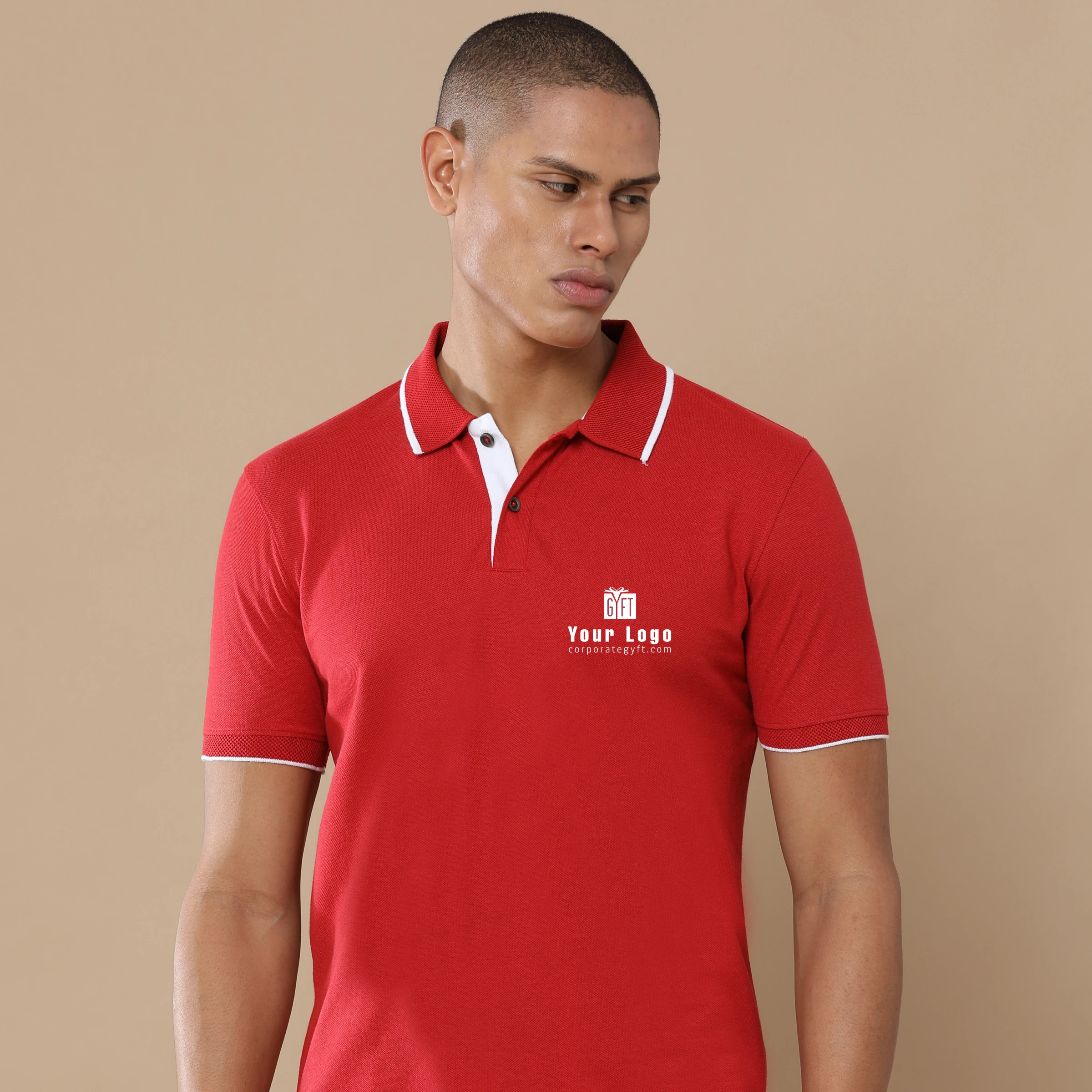Executive Polo T-Shirt - Heather Red Buy Executive Polo T-Shirt - Heather Red in bulk for Corporate Gifting | Corporate Gyft